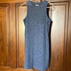 Natural Reflections blue handkerchief print 100% cotton tank mini dress size XS